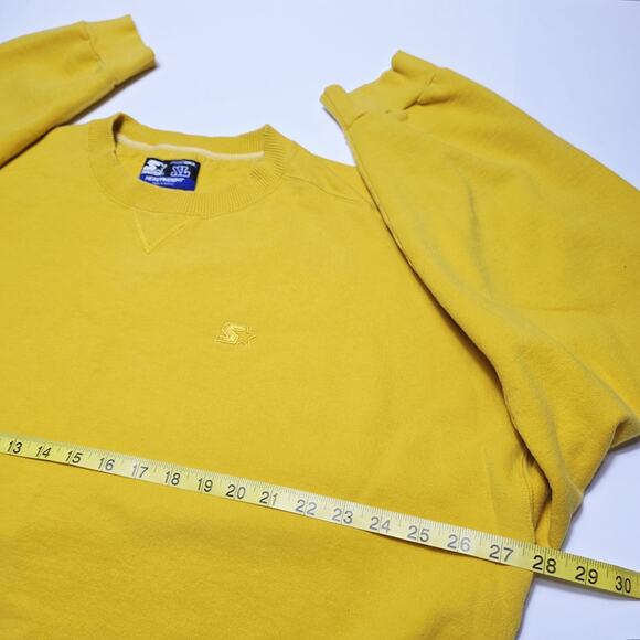 Starter Sweatshirt Mens XL Yellow Heavyweight Crewneck Pullover Embroidered Logo - Picture 4 of 5